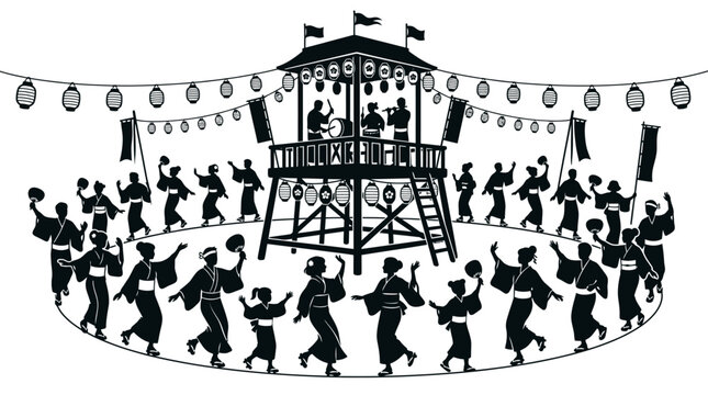 People dancing in a circle formation.