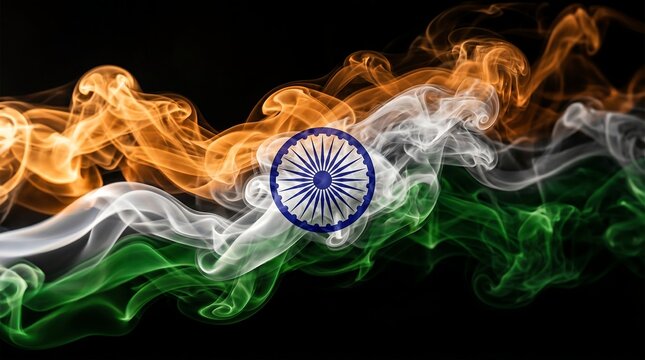Aug 15 independence day india flag smoke art abstract