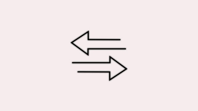 Black outline of two opposing arrows pointing left and right on a white background direction arrow direction left arrow right arrow exchange transfer communication movement.