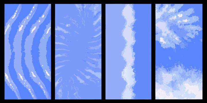 Cloud like Smoke Formations In Four Panels Vector Illustration