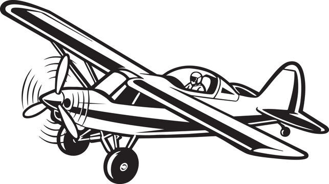 vector illustration of airplane, old war plane design.