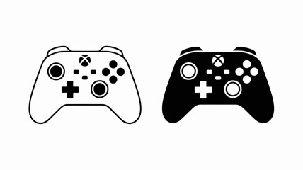 game controller silhouette on white background black vector illustration gaming console joystick input device technology entertainment play video games interface control © Raian