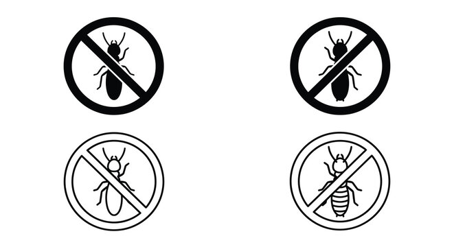 no insect icons black and white vector