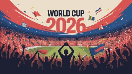 football supporter crowd silhouette vector illustration sports event fan cheering stadium game match tournament world cup excitement energy celebration team flag © Raian