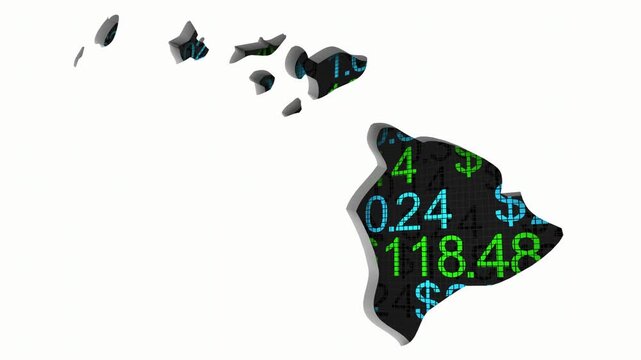 Hawaii HI State Map Stock Market 401K Investment Pension Financial Outlook 3d Animation