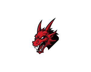 Naklejka premium Action-Packed Dragon Head Illustration, Graphic Artwork, Digital Design, Bold Red Colors, Fantasy Theme