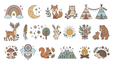 Boho Woodland Creatures and Nature Elements Collection © Ahmad