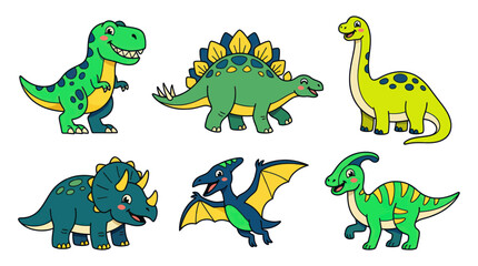 Cute Cartoon Dinosaurs Collection - Dinosaur Illustrations © Ahmad