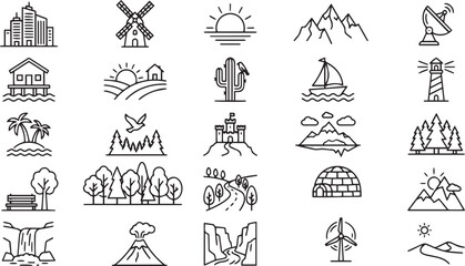 Fototapeta premium Vector Icon Set Featuring Symbols from Different Countries