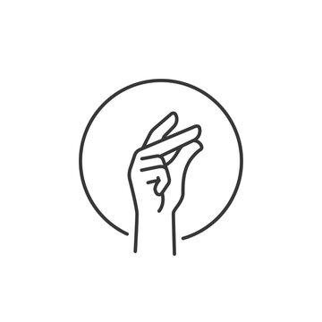 Snap fingers hand gesture logo icon symbolizing sound, attention, and quick action, perfect for communication design, branding visuals, and expressive gesture projects.