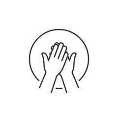 Obraz premium Highfive hand gesture logo icon symbolizing celebration, agreement, and encouragement, perfect for communication design, branding visuals, and expressive gesture projects.
