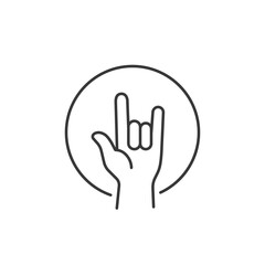 Obraz premium Metal hand gesture logo icon symbolizing rock, heavy metal culture, and enthusiasm, perfect for branding visuals, communication design, and expressive gesture projects.