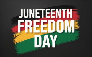 Fototapeta premium Juneteenth freedom day text on red, yellow, green, and black brushstroke background