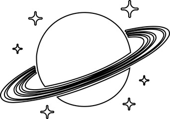 Saturn planet, ringed world and galaxy icon in line style vector, space, cosmic, astronomy, orbit, universe symbols bundle © AbdulJabbar