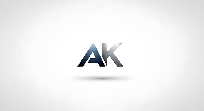 A modern initial logo design featuring the stylized letters A and K in a sleek metallic gradient. This professional graphic is ideal for contemporary branding and corporate identity