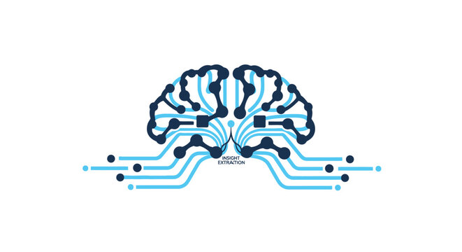 Human brain circuit icon for digital data insight extraction