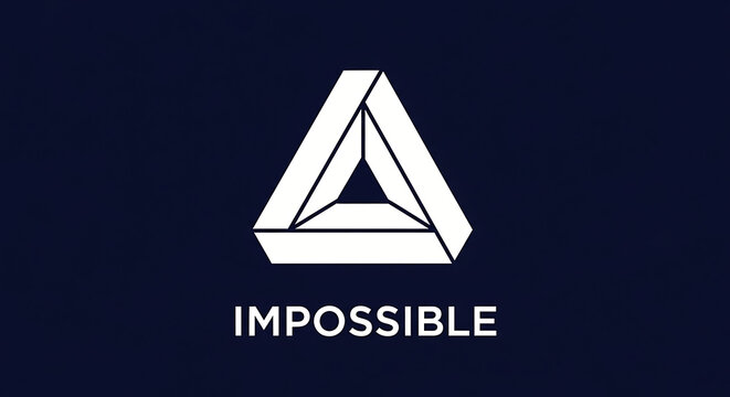 Captivating abstract Penrose triangle, a geometric impossibility that challenges human perception, symbolizing complex concepts and mind-bending visual puzzles in a minimalist graphic design
