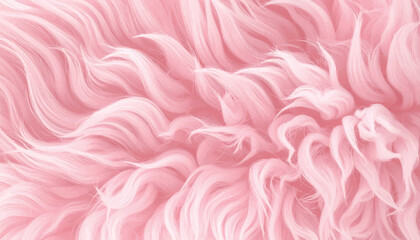 Luxury pink curly fur vector background. Fluffy fuzzy texture with long wavy hair and realistic shading. Soft mohair angora fleece pattern for cozy chic designs, fashion textiles, and cute backdrops. © Bediha Duru Öksüz