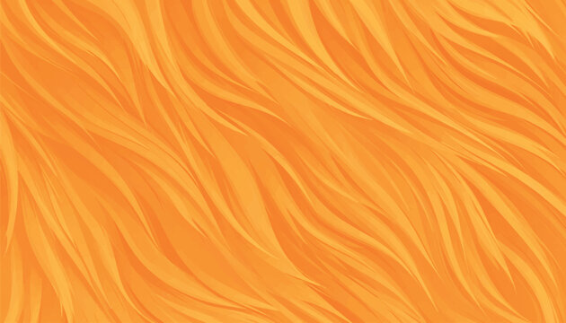 Luxury orange fur vector background. Dynamic flame fluffy texture with soft wavy hair and realistic shading. Warm ginger fleece pattern for autumn chic designs, fashion textiles, and bold backdrops.