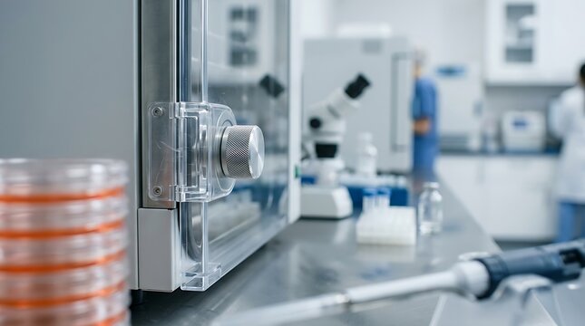 Laboratory Incubators with Test Tubes in Modern Medical Research Facility Bright Clean Setting
