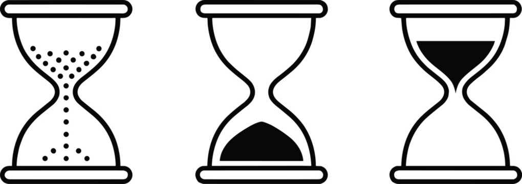 Hourglass timer icon collection vector illustration featuring sand clocks countdown symbols and time management concepts for scheduling productivity and deadlines