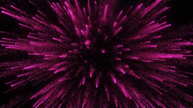 蛍光ホットピンクのラメ粒子が爆発するエフェクト