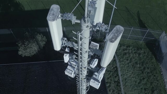 Mobile telecommunication tower mast antenna sending 5G radia signal