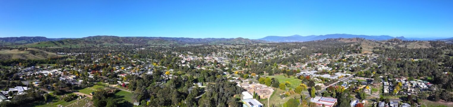 Spectacular aerial panorama of Alexandra Victoria Australia