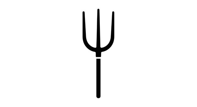 Pitchfork Icon Silhouette - Farming Tool Vector Graphic