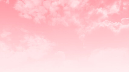 Naklejka premium Clouds and pink sky. Cirrus and cumulus clouds on pink sky background.