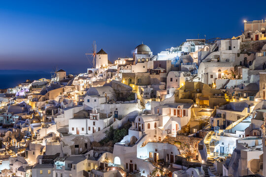 Oia at night, Santorini, Greece
