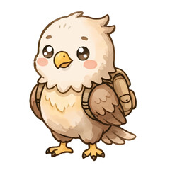 Naklejka premium Cartoon Eagle Owl Vector Illustration with Wings and Beak