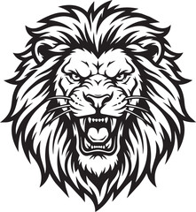 Fototapeta premium Roaring Lion Head Mascot Vector Illustration - Fierce Lion Face Logo Art