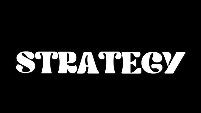 Animated text display of 'str str strategy' on black background