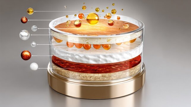 Cross section diagram illustrates nutrient absorption into multiple layered material structure