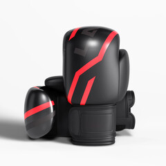 Naklejka premium Black Boxing Gloves Isolated on Light Gray Background
