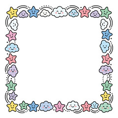 Obraz premium Cute cloud and star border illustration