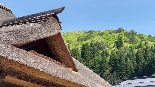 茅葺屋根の古民家、大内宿