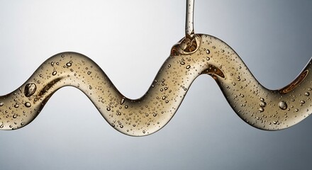 Naklejka premium Wavy Metal Light Fixture with Droplets.