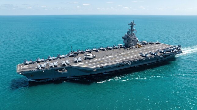 US Navy aircraft carrier USS Gerald R. Ford CVN 78 at sea