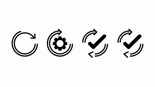 process icons set line style workflow procedure steps sequence arrow gear circle flowchart diagram symbol interface graphic design element black white