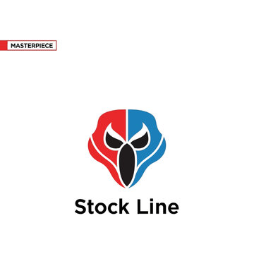 Red and blue aggressive bird of prey mascot logo