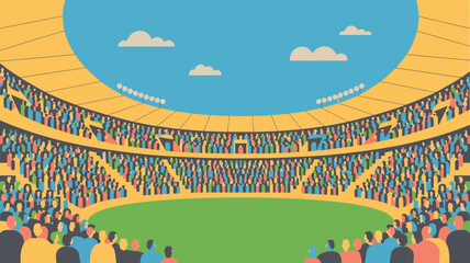 stadium crowd vector illustration sports event arena spectators game competition fan cheer team match tournament fanatic enthusiast venue activity leisure recreation © Roxxxxxxxxx