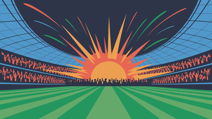 stadium energy burst vector illustration crowd event motion graphics sport arena fan spectator celebration excitement dynamic visual design activity competition entertainment © Roxxxxxxxxx