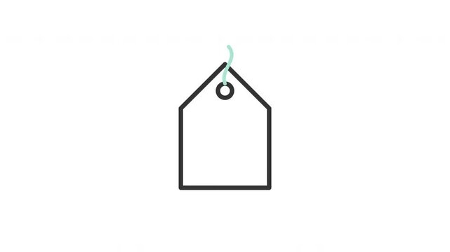 Minimalist monoline outline of a blank price tag or gift label, ideal for e-commerce sales, marketing, and promotional designs, featuring a simple clean graphic style