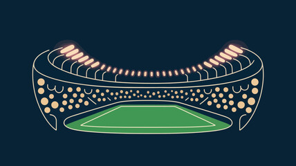 stadium outline with glowing lights vector illustration sport arena venue event minimal design architecture night icon graphic symbol competition game team © Roxxxxxxxxx