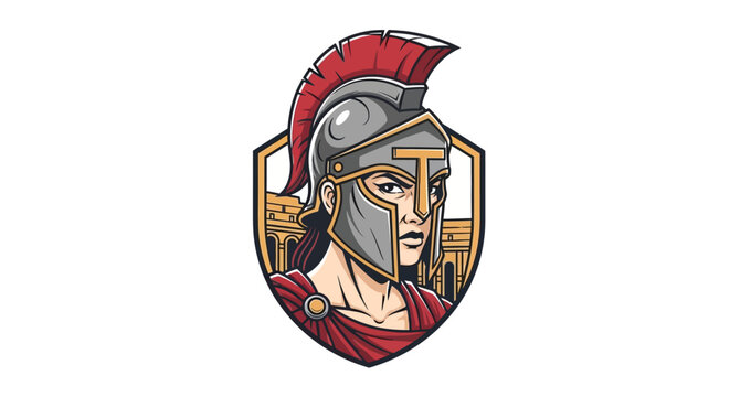 Warrior Woman Emblem, Ancient Roman Goddess Athena, Military Strength, Helmet