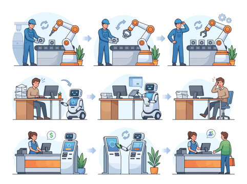 Exploring the Future of Work Human-Robot Collaboration, Automation Integration, and Job Evolution Across Manufacturing, Office, and Service Sectors in a Modern Economy