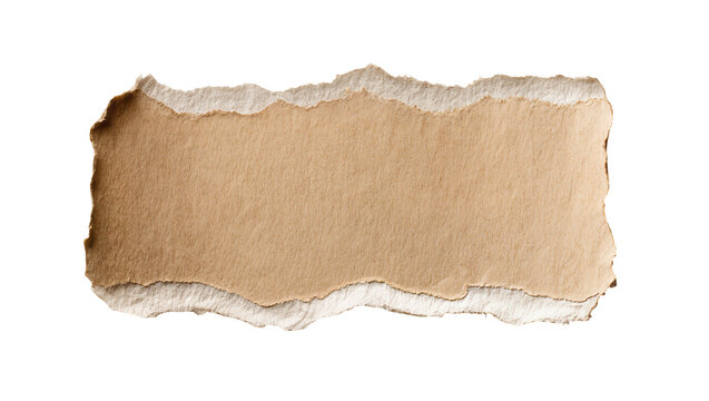Torn brown paper edge with rough texture, isolated on transparent background