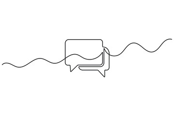 Obraz premium Speech bubble continuous line art minimal communication vector icon